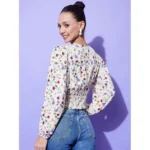 Women's Polyester Floral Long Sleeves Top (Multicolor) - Image 5