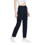 Women's Cotton Solid Elasticated Track Pants (Navy) - Image 5
