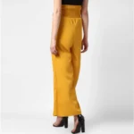 Women's Polyester Solid Smocked Trousers (Yellow) - Image 5