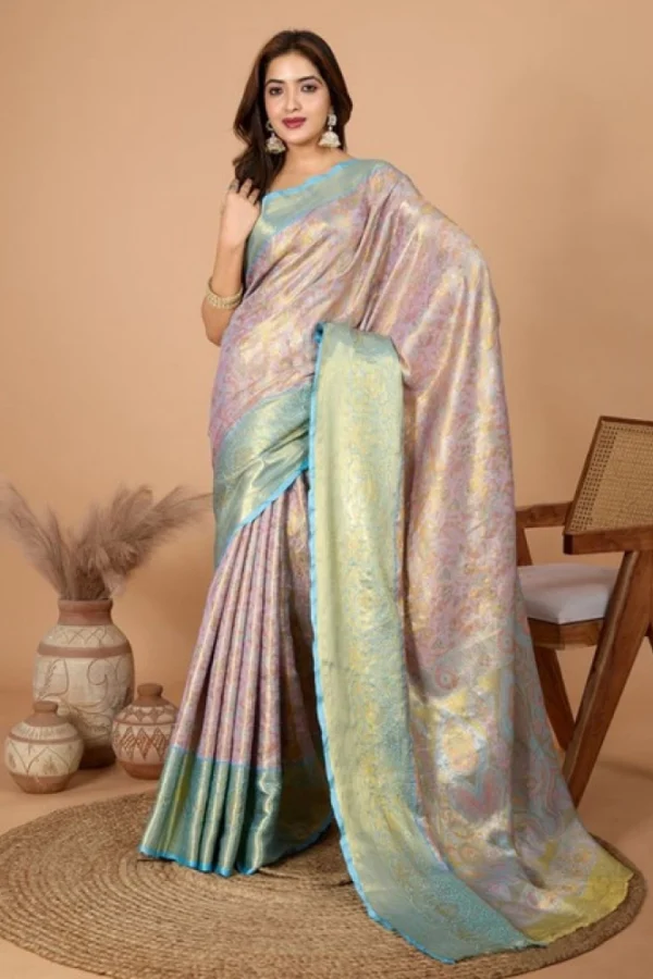 Women's Jacquard Saree With Unstitched Blouse 5.5Mtr (Multicolor)