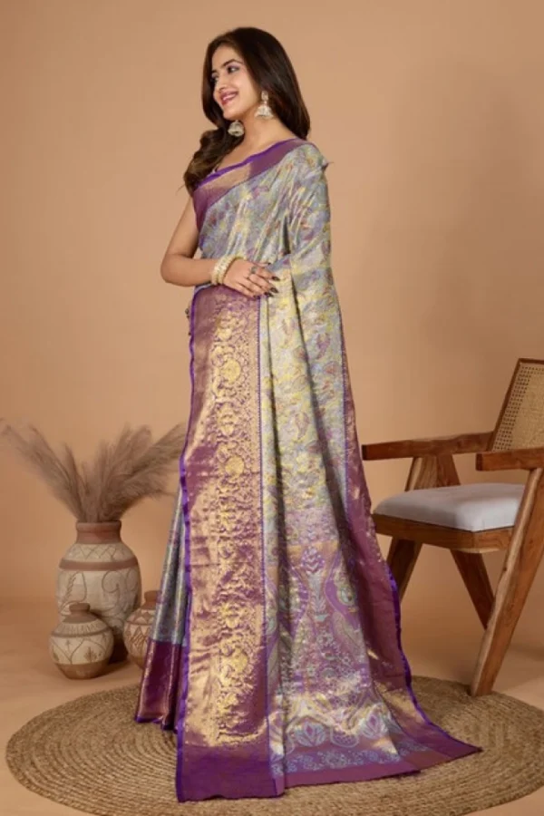 Women's Jacquard Saree With Unstitched Blouse 5.5Mtr (Multicolor)