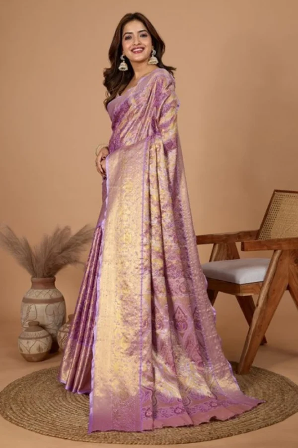 Women's Jacquard Saree With Unstitched Blouse 5.5Mtr (Multicolor)