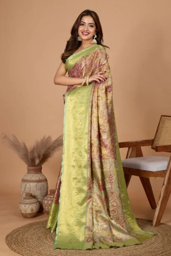 Women's Jacquard Saree With Unstitched Blouse 5.5Mtr (Multicolor)