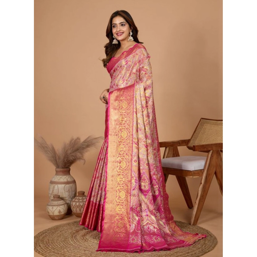 PID-65533-Women-s-Pink-Jacquard-Saree-With-Unstitched-Blouse-5-5-Mtr-Pink-2-1000x1000-1.webp Women's Jacquard Saree With Unstitched Blouse 5.5Mtr (Pink) - Image 1
