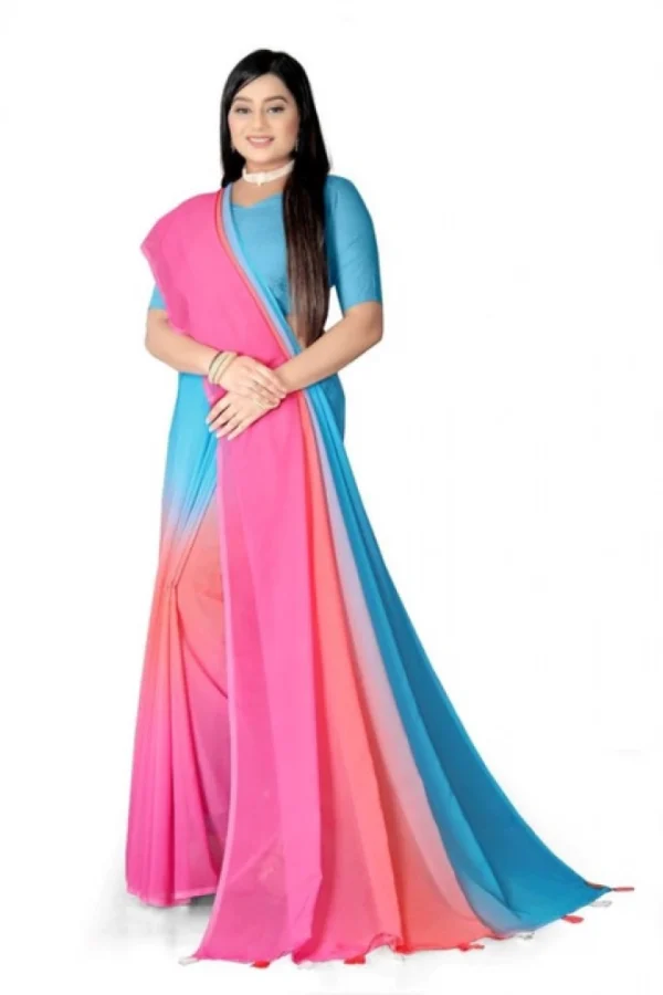 Women's Georgette Floral Printed Saree With Unstitched Blouse 5.5Mtr (Multicolor)