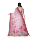 Women's Georgette Floral Printed Saree With Unstitched Blouse 5.5Mtr (Rose Pink) - Image 3