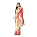 Women's Georgette Floral Printed Saree With Unstitched Blouse 5.5Mtr (Yellow) - Image 2