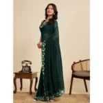 Women's Georgette Printed Saree With Unstitched Blouse 5.5Mtr (Green)