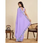 Women's Georgette Printed Saree With Unstitched Blouse 5.5Mtr (Lavender) - Image 3