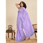 Women's Georgette Printed Saree With Unstitched Blouse 5.5Mtr (Lavender) - Image 2
