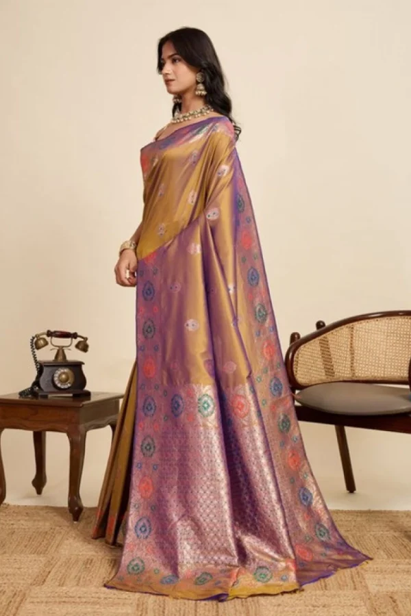 Women's Faux_Banarasi_Silk Woven Saree With Unstitched Blouse 5.5Mtr (Mustard)