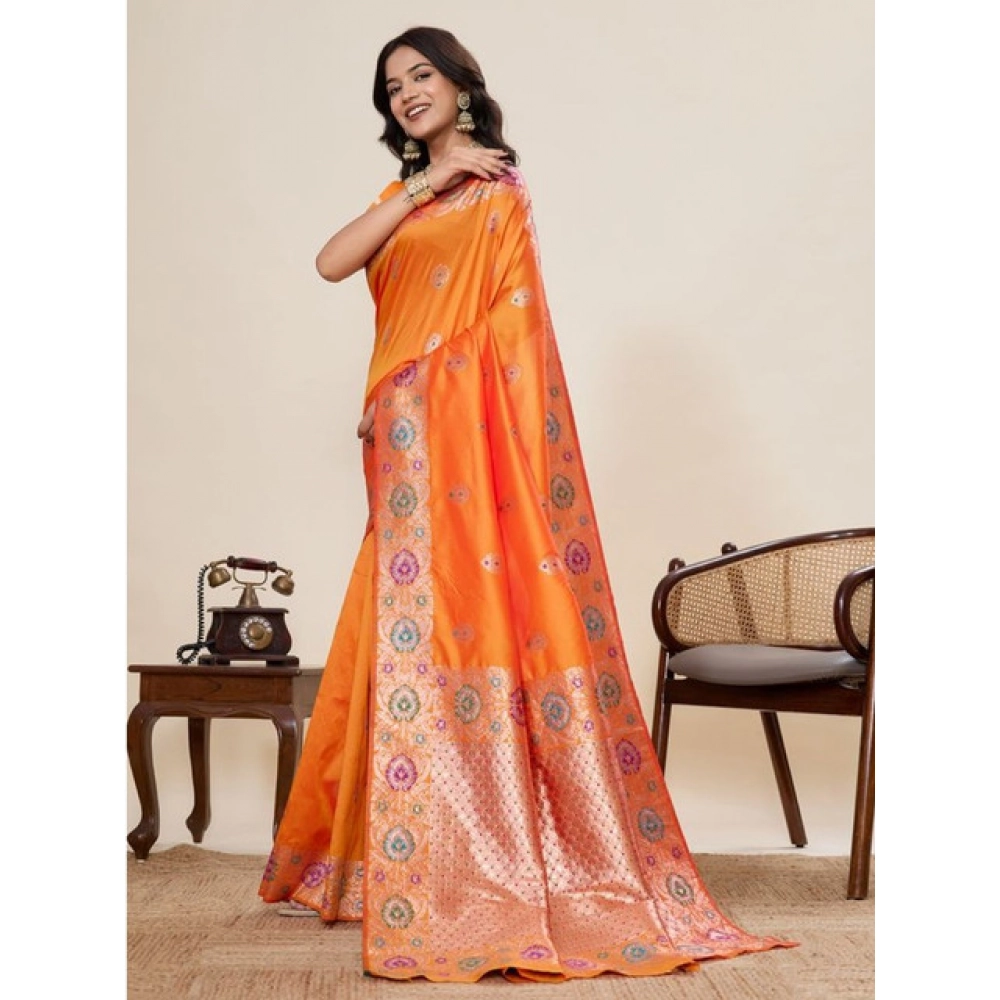 PID-65595-Women-s-Faux-Banarasi-Silk-Woven-Saree-With-Unstitched-Blouse-5-5-Mtr-Orange-2-1000x1000-1.webp Women's Faux_Banarasi_Silk Woven Saree With Unstitched Blouse 5.5Mtr (Orange) - Image 1