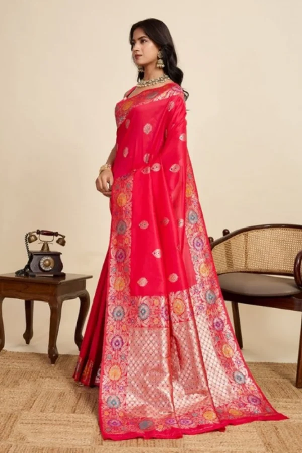 Women's Faux_Banarasi_Silk Woven Saree With Unstitched Blouse 5.5Mtr (Red)