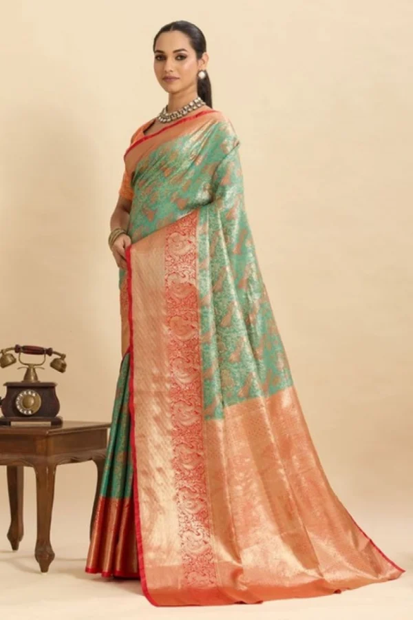 Women's Faux_Banarasi_Silk Woven Saree With Unstitched Blouse 5.5Mtr (Green)