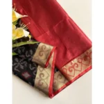 Women's Raw Silk Ikkat Saree With Unstitched Blouse 5.5Mtr (Black) - Image 2