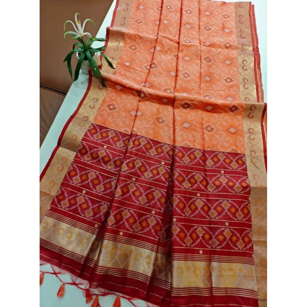 PID-65639-Generic-Women-S-Raw-Silk-Ikkat-Saree-With-Unstitched-Blouse-5-5-Mtr-Peach-2-1000x1000-1.webp Women's Raw Silk Ikkat Saree With Unstitched Blouse 5.5MtrĀ (Peach) - Image 1