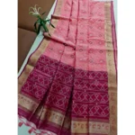 Women's Raw Silk Ikkat Saree With Unstitched Blouse 5.5Mtr (Pink)