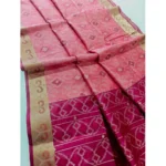 Women's Raw Silk Ikkat Saree With Unstitched Blouse 5.5Mtr (Pink) - Image 2
