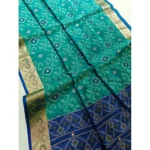 Women's Raw Silk Ikkat Saree With Unstitched Blouse 5.5Mtr (Sky Blue) - Image 3