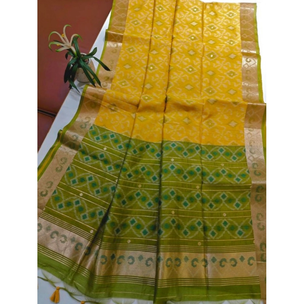 PID-65642-Generic-Women-S-Raw-Silk-Ikkat-Saree-With-Unstitched-Blouse-5-5-Mtr-Yellow-2-1000x1000-1.webp Women's Raw Silk Ikkat Saree With Unstitched Blouse 5.5MtrĀ (Yellow) - Image 1