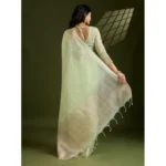 Women's Tissue Checks_With_Buttis Saree With Unstitched Blouse 5.5Mtr (Light_Green) - Image 2