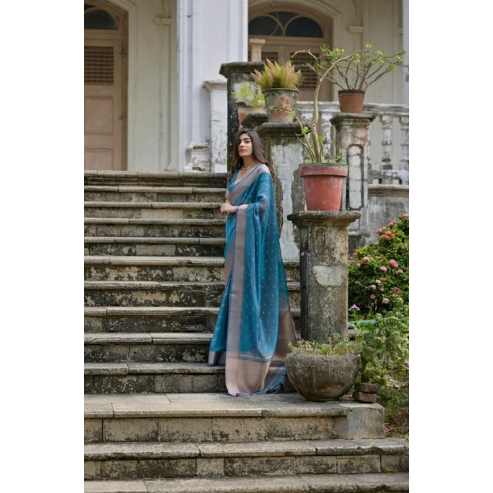 PID-65655-Generic-Women-S-Silk-Blend-Butti-Pattern-Saree-With-Unstitched-Blouse-5-5-Mtr-Teal-2-1000x1000-1.webp Women's Silk_Blend Butti Pattern Saree With Unstitched Blouse 5.5MtrĀ (Teal) - Image 1