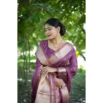 Women's Silk_Blend Butti Pattern Saree With Unstitched Blouse 5.5Mtr (Purple) - Image 2