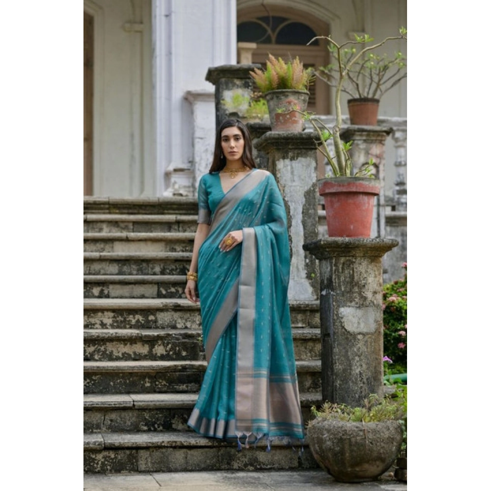 PID-65659-Generic-Women-S-Silk-Blend-Butti-Pattern-Saree-With-Unstitched-Blouse-5-5-Mtr-Teal-2-1000x1000-1.webp Women's Silk_Blend Butti Pattern Saree With Unstitched Blouse 5.5MtrĀ (Teal) - Image 1