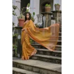 Women's Silk_Blend Butti Pattern Saree With Unstitched Blouse 5.5Mtr (Mustard) - Image 2