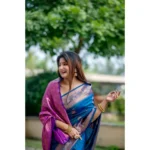 Women's Katan_Silk Zari_Weaving Saree With Unstitched Blouse 5.5Mtr (Blue) - Image 2