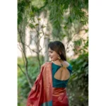 Women's Katan_Silk Zari_Weaving Saree With Unstitched Blouse 5.5Mtr (Maroon) - Image 3