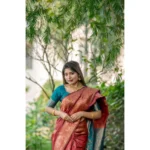 Women's Katan_Silk Zari_Weaving Saree With Unstitched Blouse 5.5Mtr (Maroon) - Image 2