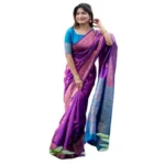 Women's Katan_Silk Zari_Weaving Saree With Unstitched Blouse 5.5Mtr (Purple) - Image 4