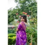 Women's Katan_Silk Zari_Weaving Saree With Unstitched Blouse 5.5Mtr (Purple)