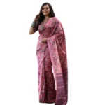 Women's Faux_Tussar_Silk Abstract_Print Saree With Unstitched Blouse 5.5Mtr (Pink) - Image 3