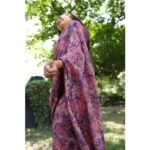Women's Faux_Tussar_Silk Abstract_Print Saree With Unstitched Blouse 5.5Mtr (Purple) - Image 2