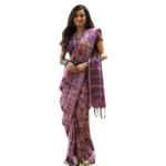 Women's Faux_Tussar_Silk Abstract_Print Saree With Unstitched Blouse 5.5Mtr (Purple) - Image 3
