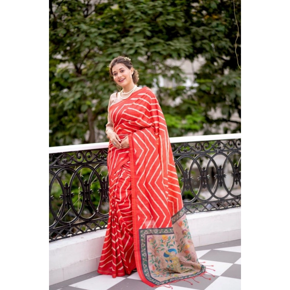 PID-65679-Generic-Women-S-Faux-Tussar-Silk-Geometric-Print-Saree-With-Unstitched-Blouse-5-5-Mtr-Red-1000x1000-1.webp Women's Faux_Tussar_Silk Geometric_Print Saree With Unstitched Blouse 5.5Mtr (Red) - Image 1