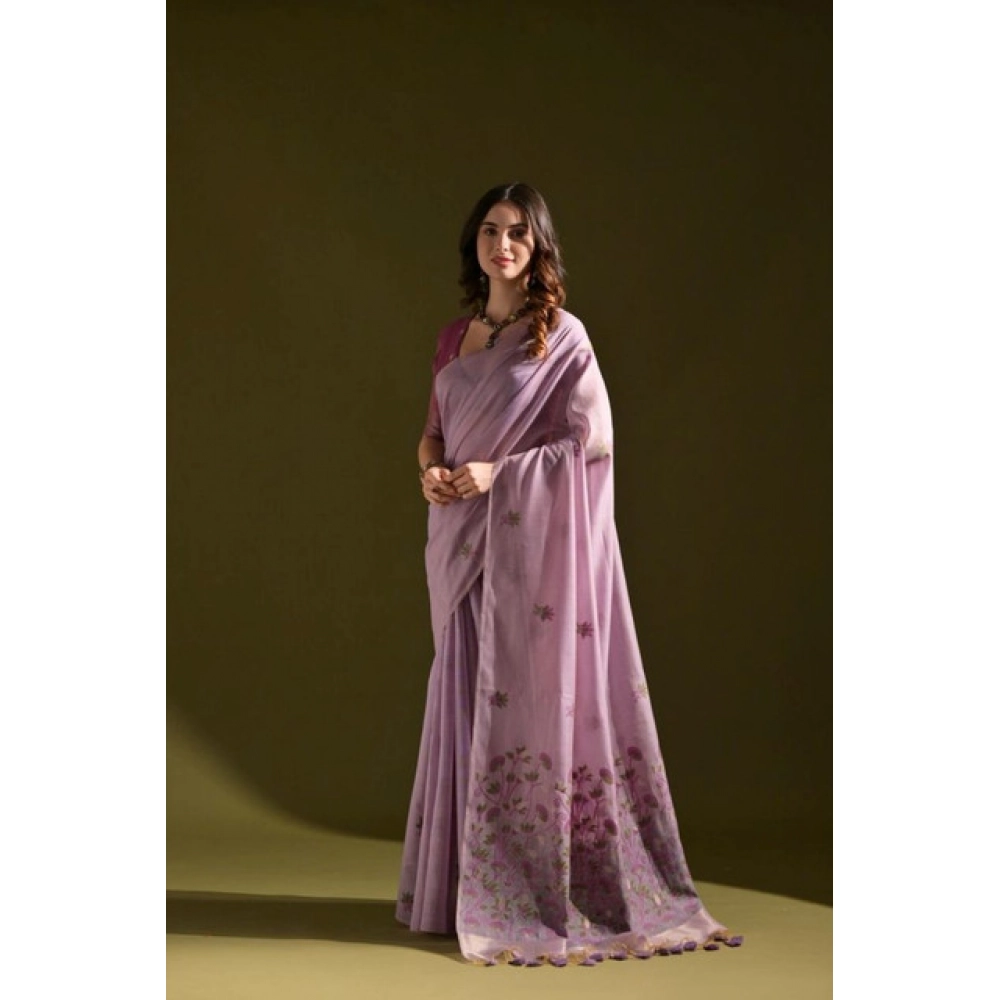 PID-65686-Generic-Women-S-Blended-Cotton-Floral-Saree-With-Unstitched-Blouse-5-5-Mtr-Lavender-2-1000x1000-1.webp Women's Blended_Cotton Floral Saree With Unstitched Blouse 5.5Mtr (Lavender) - Image 1