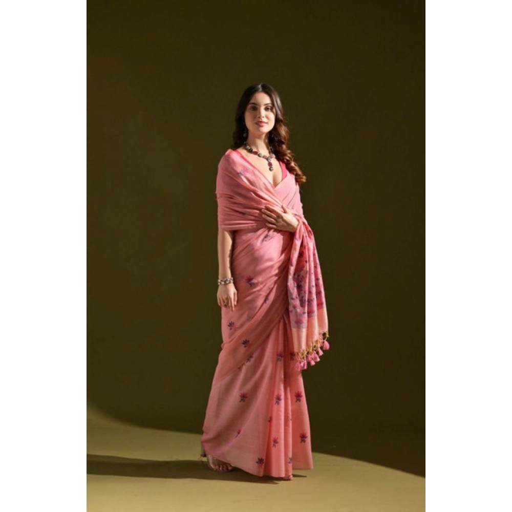 PID-65689-Generic-Women-S-Blended-Cotton-Floral-Saree-With-Unstitched-Blouse-5-5-Mtr-Pink-2-1000x1000-1.webp Women's Blended_Cotton Floral Saree With Unstitched Blouse 5.5Mtr (Pink) - Image 1