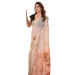 Women's Blended_Cotton Woven_Motifs Saree With Unstitched Blouse 5.5Mtr (Peach) - Image 4