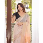 Women's Blended_Cotton Woven_Motifs Saree With Unstitched Blouse 5.5Mtr (Peach) - Image 2