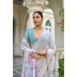 Women's Blended_Cotton Floral Weaving Pattern Saree With Unstitched Blouse 5.5Mtr (Pink) - Image 2