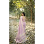 Women's Silk_Blend Checked Saree With Unstitched Blouse 5.5Mtr (Lavender) - Image 3