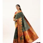 Women's Faux_Banarasi Woven Motifs Saree With Unstitched Blouse 5.5Mtr (Dark_Green)