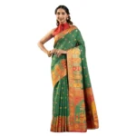 Women's Faux_Banarasi Woven Motifs Saree With Unstitched Blouse 5.5Mtr (Green) - Image 4