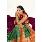 Women's Faux_Banarasi Woven Motifs Saree With Unstitched Blouse 5.5Mtr (Green) - Image 2