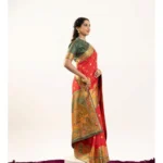 Women's Faux_Banarasi Woven Motifs Saree With Unstitched Blouse 5.5Mtr (Orange) - Image 3
