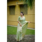 Women's Faux_Banarasi Lining Pattern Saree With Unstitched Blouse 5.5Mtr (Light_Green)