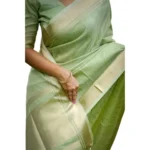 Women's Faux_Banarasi Lining Pattern Saree With Unstitched Blouse 5.5Mtr (Light_Green) - Image 4